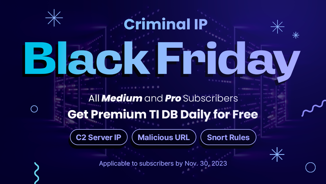 [Criminal IP Black Friday Event] Premium TI DB Provided Free Daily ...